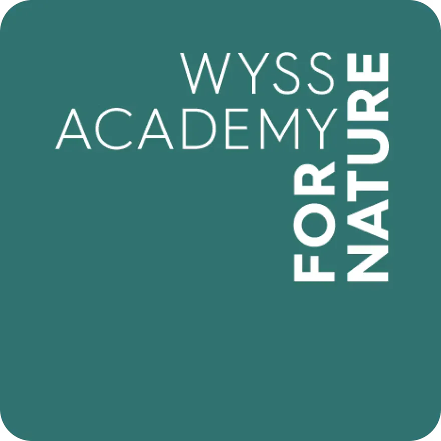 Teal square logo reading Wyss Academy for Nature in white capital letters
